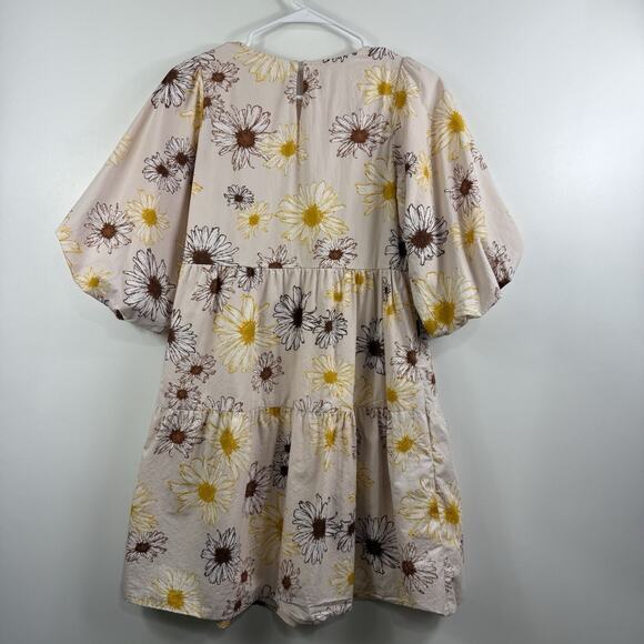 Floral Tiered Puff Sleeved Bohme Dress XS Mini Cottagecore Feminine Bloomcore - Picture 12 of 13
